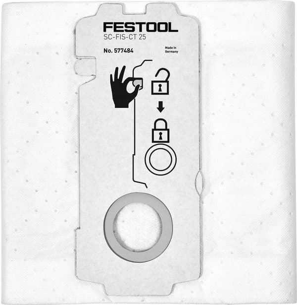 Tekstiiliset pölypussit imurille Festool SC-FIS-CT 25; 5 kpl.
