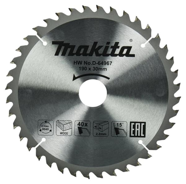 Katkaisuterä puulle Makita; 190x2,2x30,0 mm; Z40; 15°