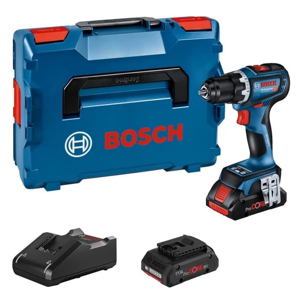 Pora/ruuvinväännin Bosch GSR 18V-90 C; 18 V; 2x4,0 Ah akku