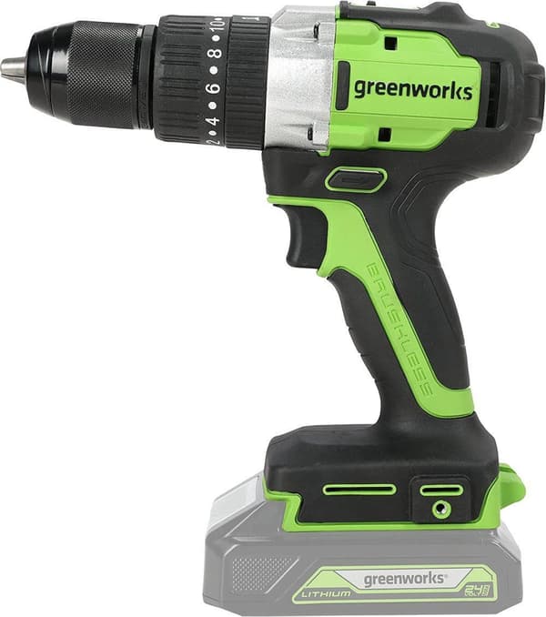 Pora/ruuvinväännin Greenworks GD24DD60; 24 V (ilman akkua ja laturia)