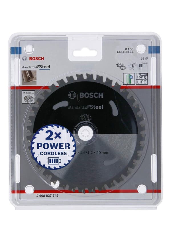 Katkaisulaikka metalli Bosch Standard for Steel; 160x20 mm; Z36; 6°