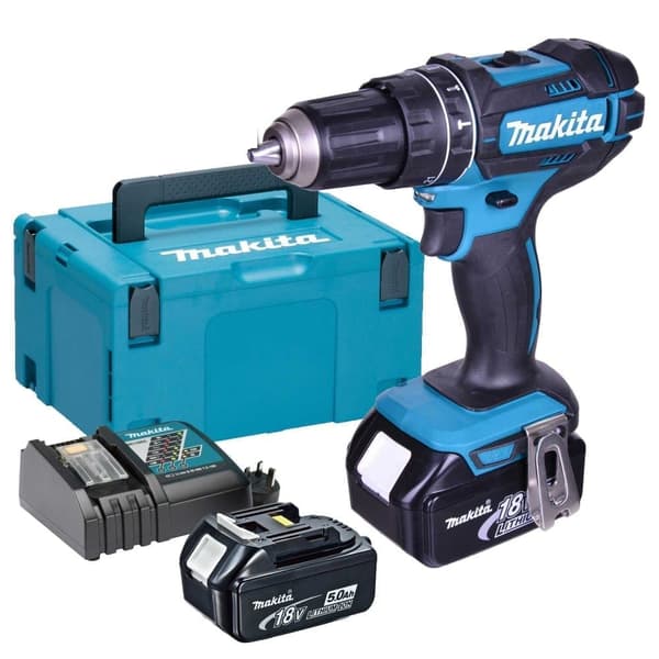 Iskupora / ruuvinväännin Makita DHP482RTJ; 18 V; 2x5,0 Ah akku