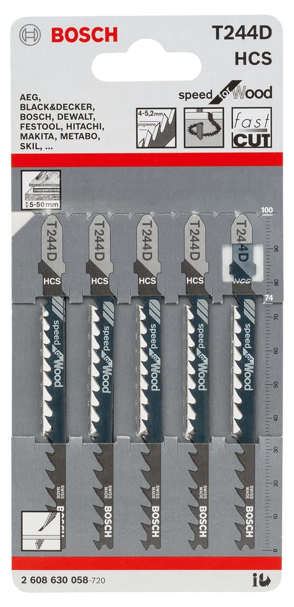 Pistosahanterä Bosch T 244 D; 5 kpl.