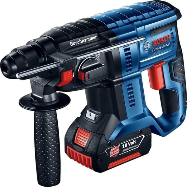 Akkukäyttöinen poravasara Bosch GBH 180-LI; 2,0 J; SDS-plus; 18 V; 2x4,0 Ah akku