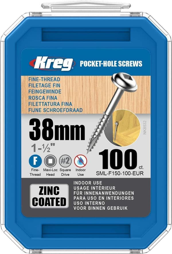 Träskruv Kreg SML-F150; Maxi-Loc; 1,50''; 38 mm; 100 st. fin tråd