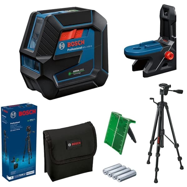 Linjelaser Bosch GCL 2-50 G + tillbehör Svart, Blå, Röd