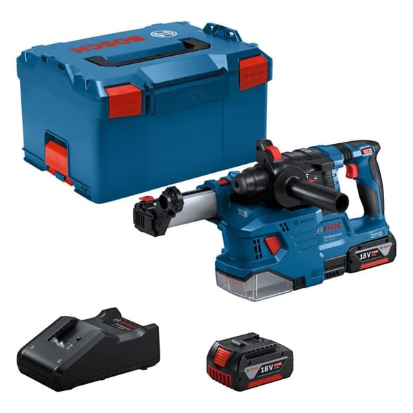 Borrhammare Bosch GBH 18V-22; 18 V; 1,9 J; SDS-plus; 2x4,0 Ah batteri. + dammutsugningssystem