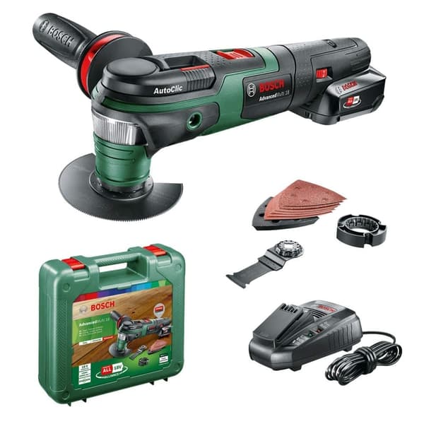 Flerfunktionsverktyg Bosch AdvancedMulti 18; 18 V; 1x2,5 Ah batt. + tillbehör