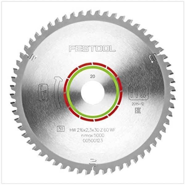 Sågklinga för laminat Festool; 216x2,3x30,0 mm; Z60; -5°