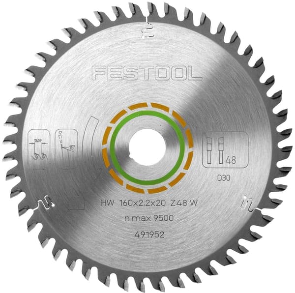 Sågklinga för laminat Festool; 210x2,4x30,0 mm; Z52; 5°