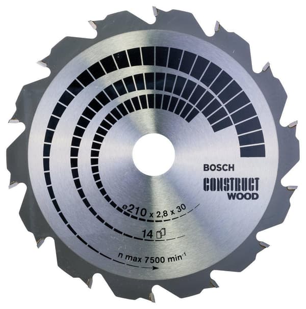Sågklinga för trä Bosch CONSTRUCT WOOD; 210x2,8x30,0 mm; Z14; 12°
