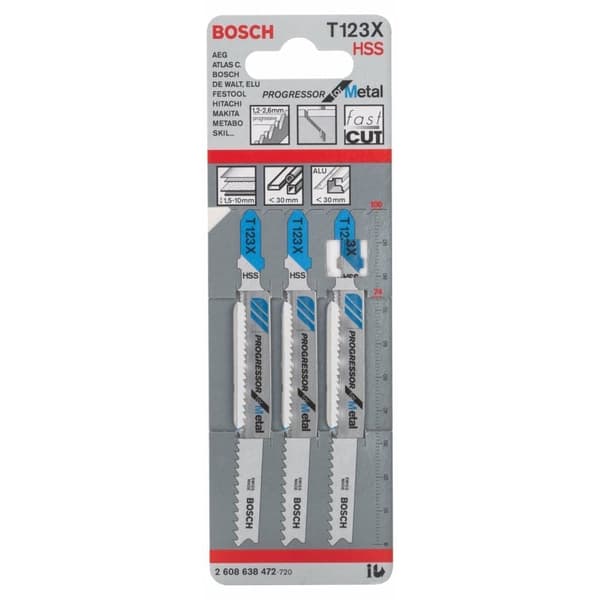 Sticksågsblad Bosch T 123 XF; 3 st.