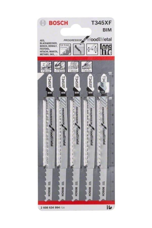 Sticksågsblad Bosch T 345 XF; 5 st.