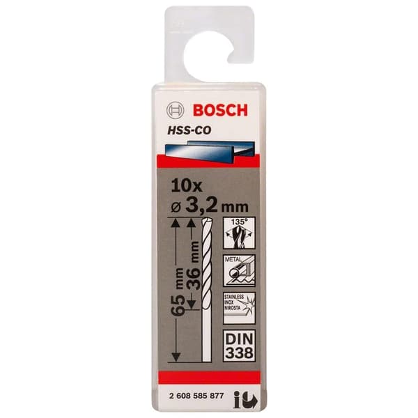 Borr för metall Bosch HSS-Co; DIN 338; 3,2x65 mm; 10 st.