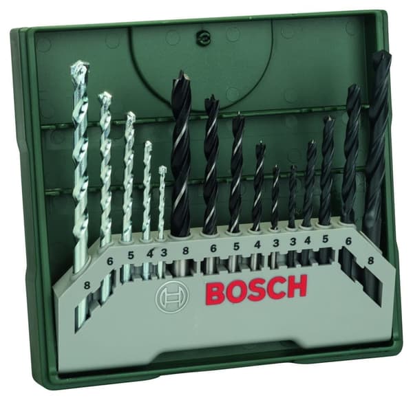 Universalborrsats för metall Bosch Mini X-Line; 3-8 mm; 15 st.