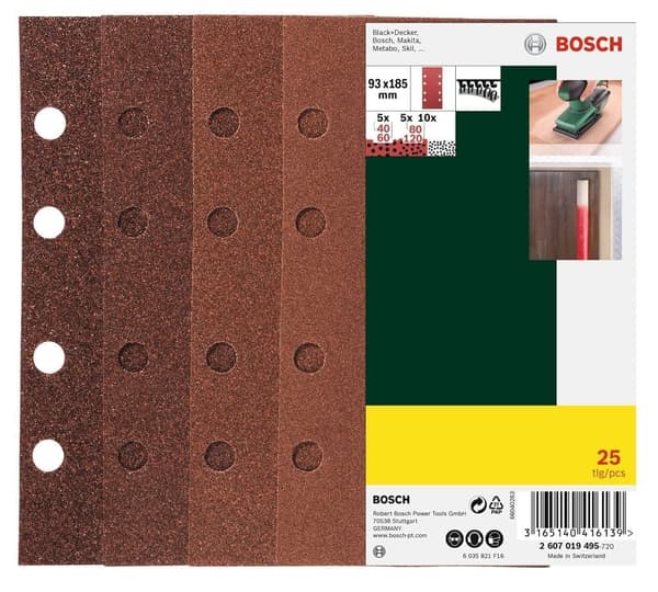 Sandpapper för planslipar Best for Wood; 93x185 mm