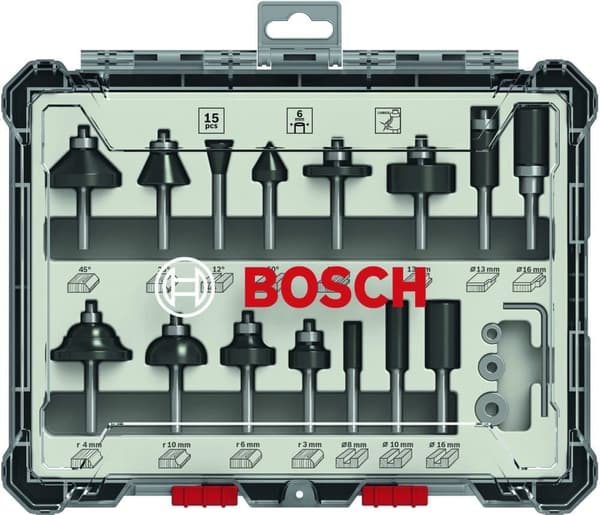 Fräs borrset Bosch; 6 mm; 15 st.