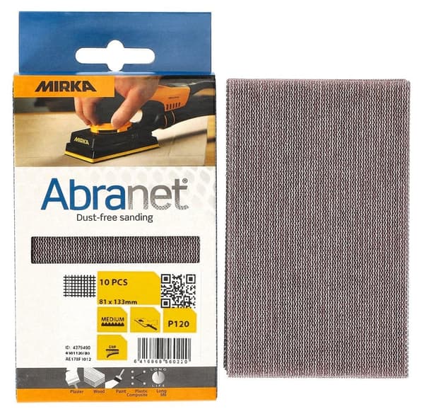 Nätmönstrat slippapper Mirka Abranet AE178F1012; 81x133 mm; P120; 10 st.