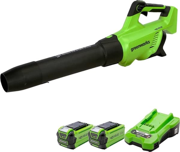 Batteridriven lövblås Greenworks GD40ABIIK2X; 40 V; 2x2,0 Ah batt.