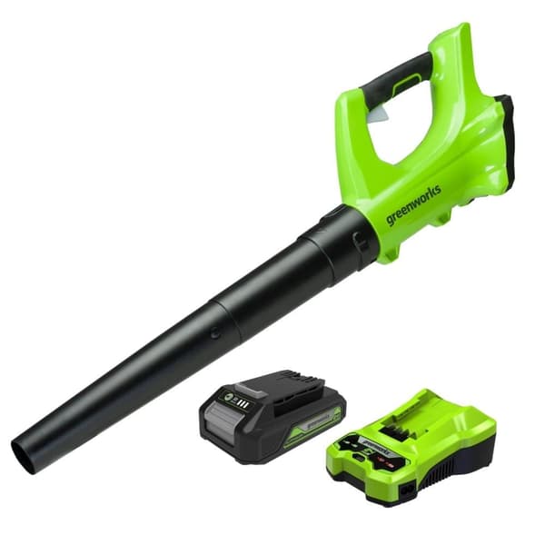 Batteridriven lövblås Greenworks G24ABK2; 24 V; 1x2,0 Ah batt.