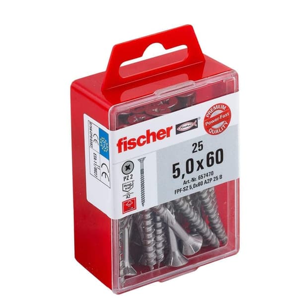 träskruv Fischer FPF-SZ; 5,0x60 mm; A2; 25 st.