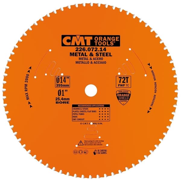Sågklinga för metall CMT 226; 355x2,2x25,4; Z72; 0°