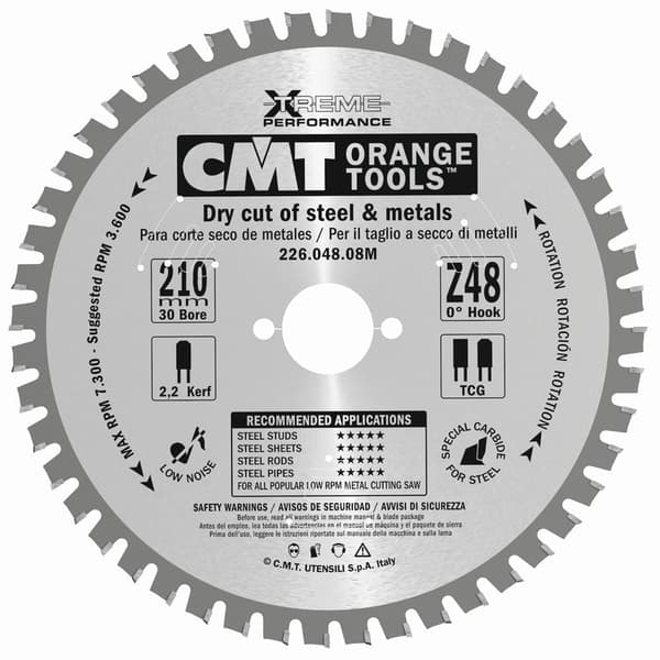 Sågklinga för metall CMT 226; 210x2,2x30; Z48; 0°