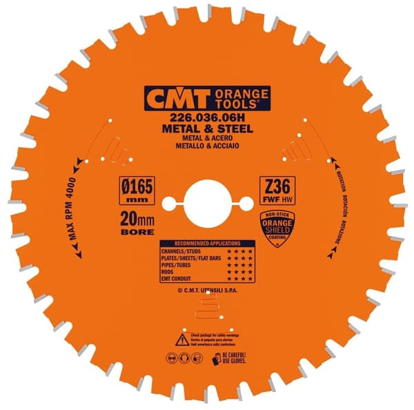 Sågklinga för metall CMT 226; 165x1,5x20; Z36; 0°