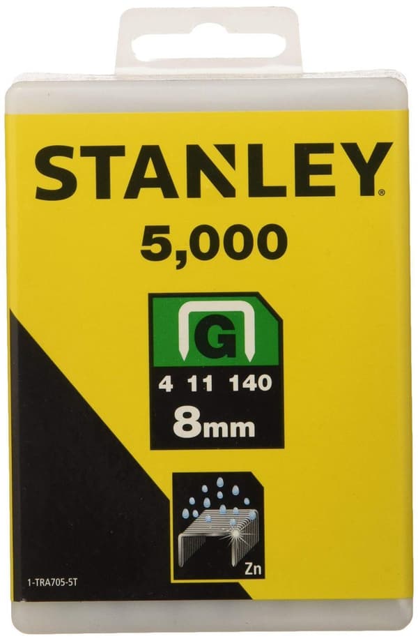 Häftklammer  Stanley; 8 mm; 5000 st.; typ G; galvaniserat