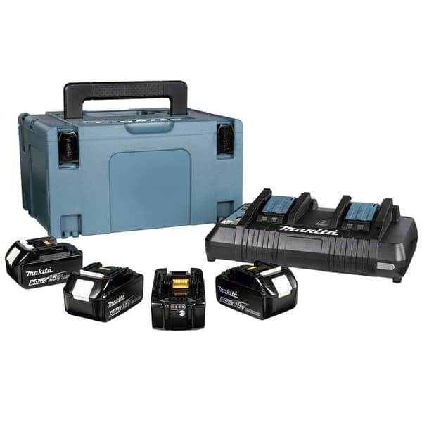 Tillbehörsset Makita Powerpack; 18V; 4x5,0 Ah + DC18RD för 18 V-verktyg