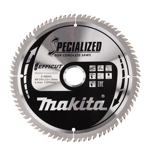 Sågklinga för trä Makita Efficut; 216x1,5x30 mm; Z80; 10°
