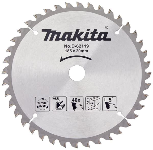 Sågklinga för aluminium Makita; 185x2,2x30,0 mm; Z40; 5°