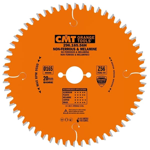 Sågklinga för aluminium CMT 296; 165x2,2x20; Z56; -6°