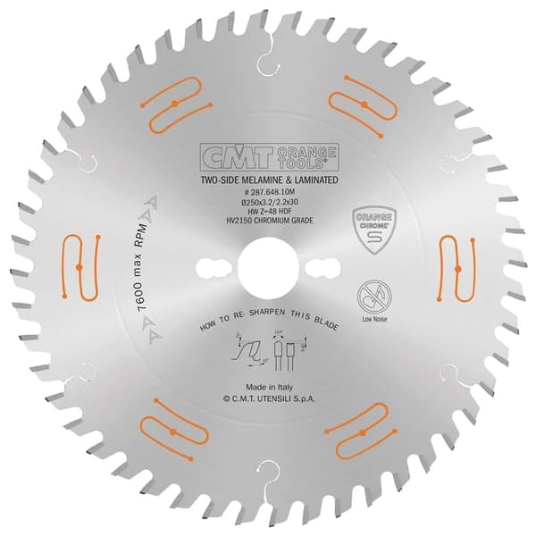 Sågklinga för trä CMT 287; 250x3,2x30; Z48; 10°