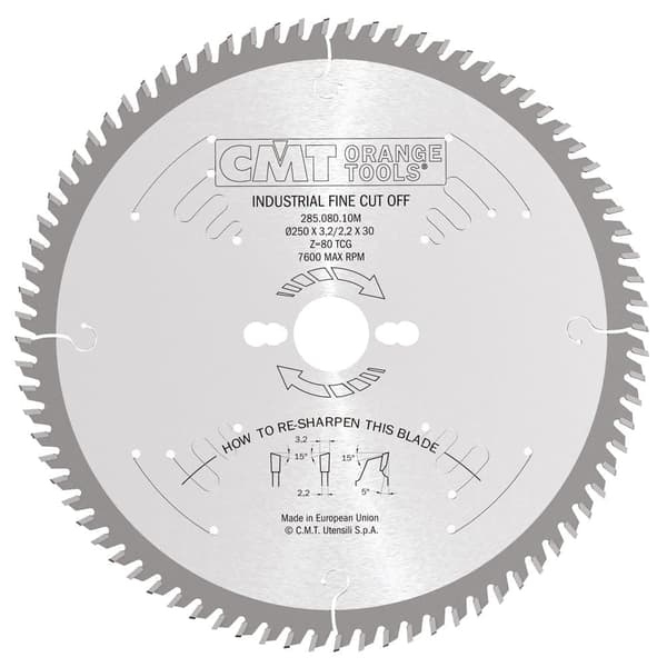 Sågklinga för trä CMT 285; 250x3.2x30; Z80; 5°