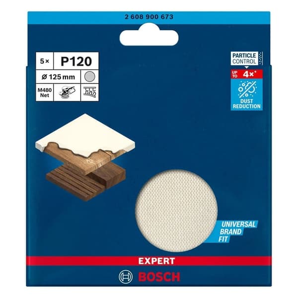 Nätmönstrat slippapper Bosch 2608900673; 125 mm; P120; 5 st.