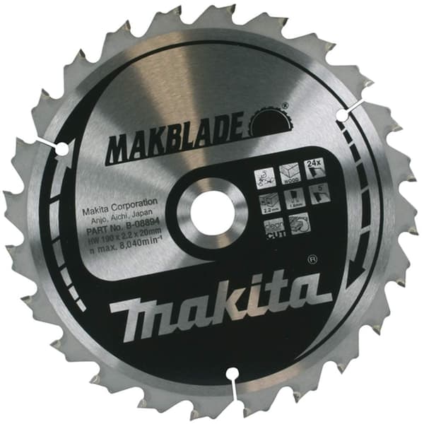 Sågklinga för trä Makita; 190x2,2x20,0 mm; Z48; 5°