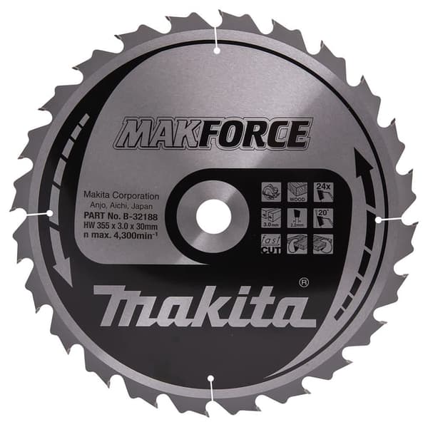 Sågklinga för trä Makita; 355x3,2x30,0 mm; Z24; 20°