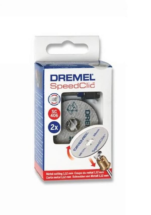 Startset SpeedClic Dremel SC406 spindel och 2 st metallkapskivor