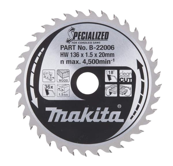 Sågklinga för trä Makita; 136x1,8x20,0 mm; Z36; 18°