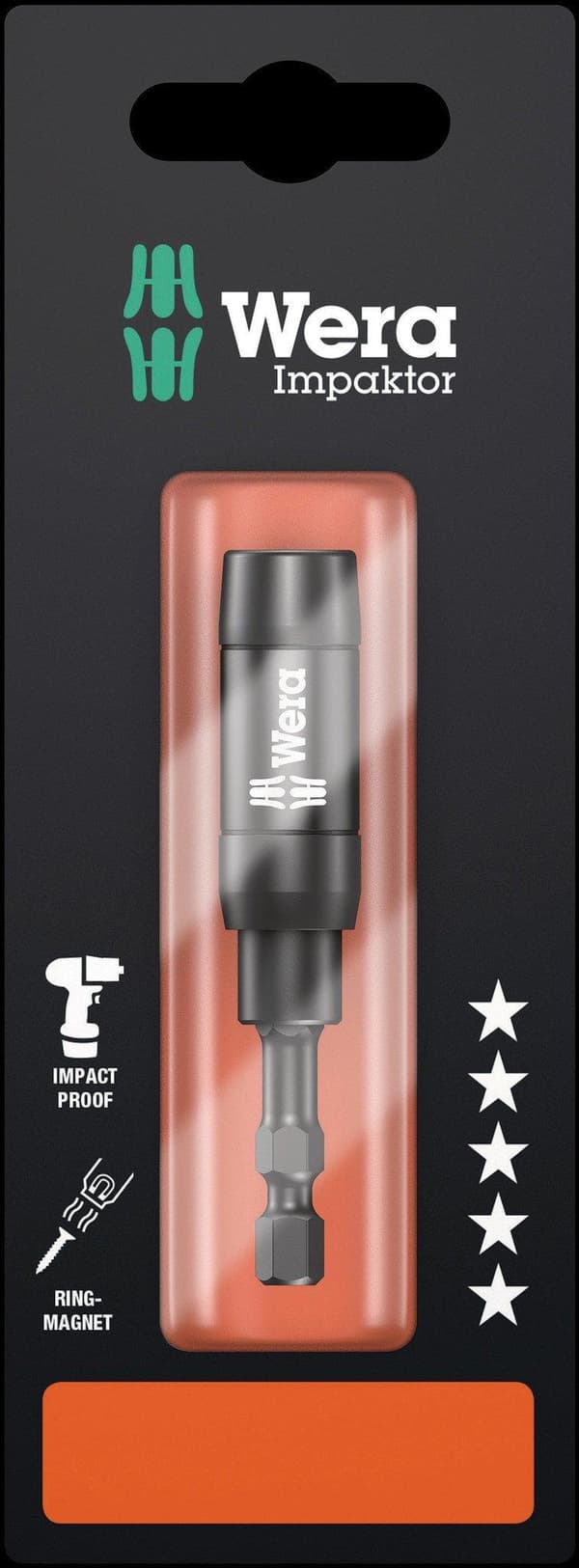 Magnet-bitshållare Wera 897/4 IMP R; 1/4''; 75 mm; 1 st.; blisterförpackning