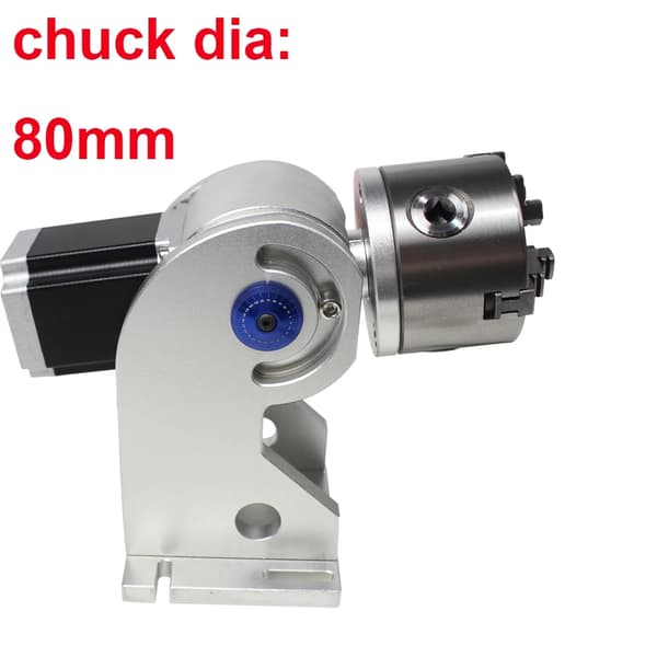 Rotationsaxel för lasermaskiner, 80 mm chuckdiameter, 3-klolösning, höjdjusterbar,D80 ingen drivrutin
