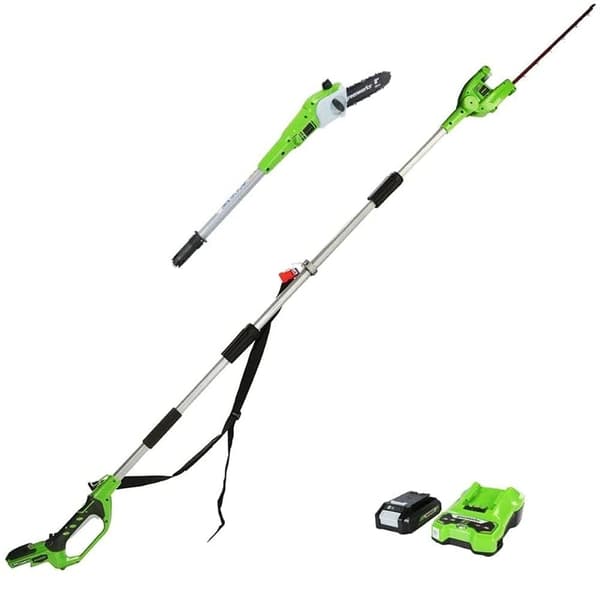 Multifunktionellt trädgrådsverktyg Greenworks G24PSHK2; 24 V; 1x2,0 Ah batt.