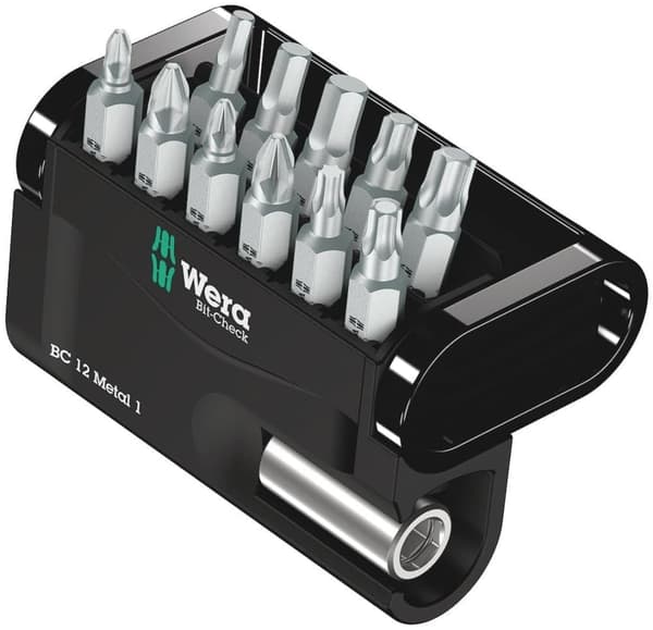 Skruvbitsats Wera BIT-CHECK 12 Metal 1; HEX/PH/PZ/TX; 12 st.