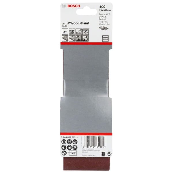 Slipband för bandslipar Best for Wood; 75x533 mm; K100; 3 st.