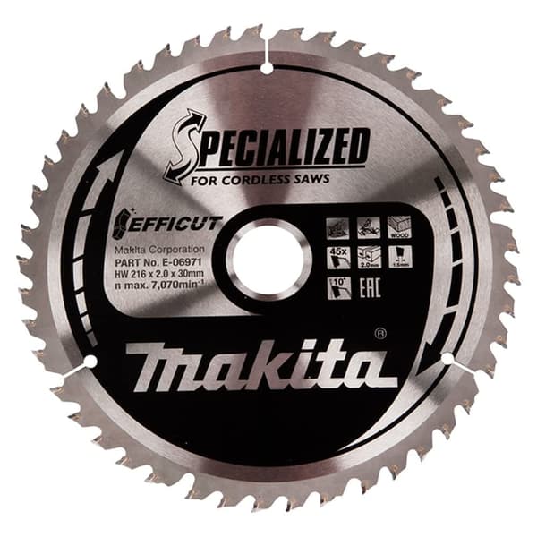 Sågklinga för trä Makita; 216x2x30 mm; Z45; 10°