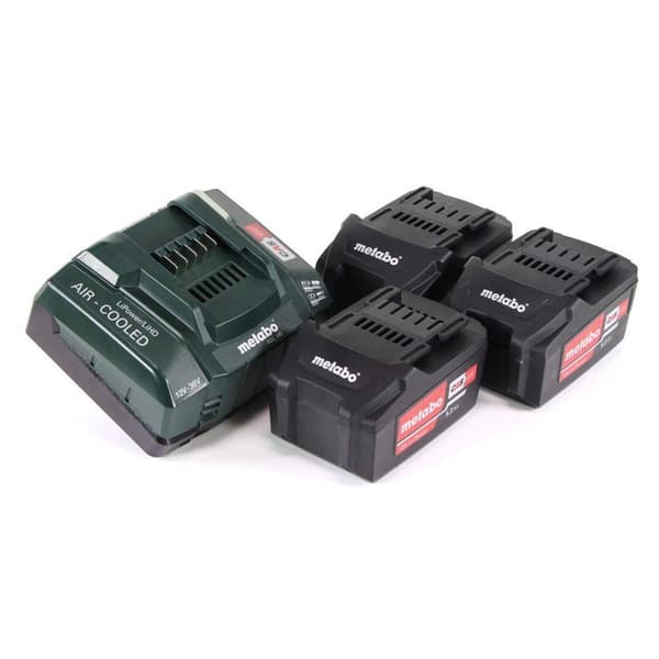 Batteri Metabo 18 V; 5,2 Ah; Li-ion; 3 st. + laddare Metabo ASC 30-36