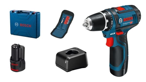 Batteridriven skruvdragare Bosch GSR 12V-15 Professional; 12 V; 2x2,0 Ah batt.