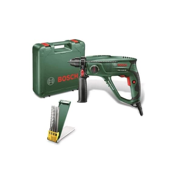 Borrhammare Bosch PBH 2100 RE + sats med borr- och mejslar