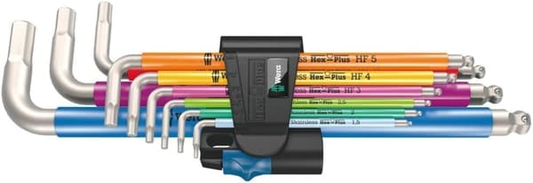Insexnycklar Wera 3950/9 Hex-Plus Multicolour HF Stainless 1; 1,5-10 mm; 9 st.